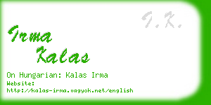 irma kalas business card